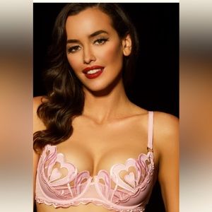 Honey Birdette pink hearts lace bra 36c very good condition